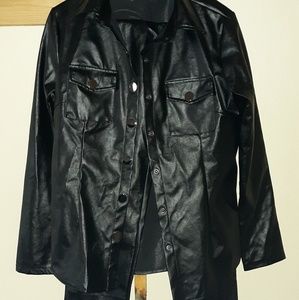Leather pants suit